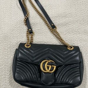 Black Leather Chain Shoulder Bag